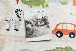 Dywan do prania BAMBINO 1165 Zoo, dla dzieci, antypoślizgowy - beż