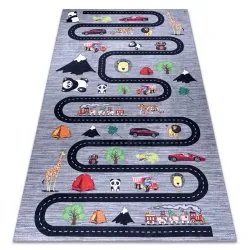 BAMBINO 2092 washing carpet Streets, cars for children anti-slip - anthracite