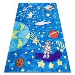 BAMBINO 2265 washing carpet Space, rocket for children anti-slip - blue