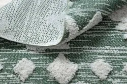 Dywan MOROC Zygzak 22319 Ekologiczny, EKO SIZAL frędzle - dwa poziomy runa zielony / krem, z bawełny recyklingowanej