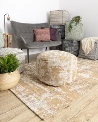 Dywan CASA Ekologiczny, EKO SIZAL Boho przecierany, vintage 2809 krem / żółty, z bawełny recyklingowanej