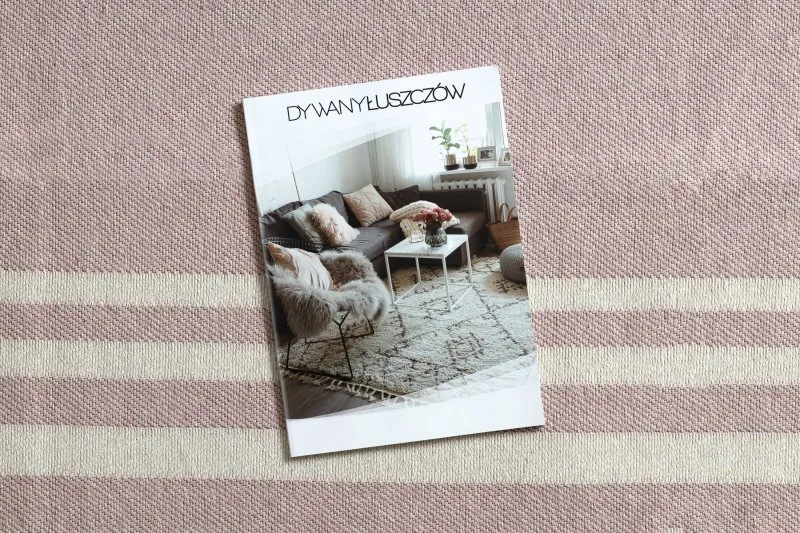 Dywan TWIN 22990 Ramka bawełna, dwustronny, Ekologiczny frędzle - różowy / krem
