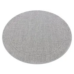 Dywan TIMO 5979 koło SZNURKOWY SIZAL outdoor ramka jasny szary