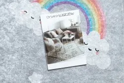 Dywan do prania JUNIOR 52063.801 Tęcza, chmurki dla dzieci, antypoślizgowy - szary