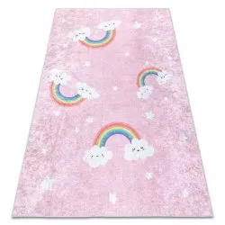 JUNIOR 52063.802 washing carpet Rainbow, clouds for children anti-slip - pink