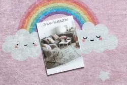 Dywan do prania JUNIOR 52063.802 Tęcza, chmurki dla dzieci, antypoślizgowy - różowy