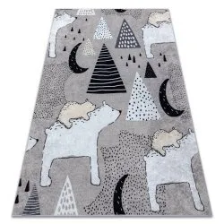 JUNIOR 51974.802 washing carpet Bears, animals for children anti-slip - grey