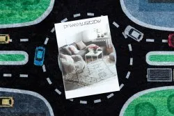 Dywan do prania JUNIOR 52052.802 Miasto, uliczki dla dzieci, antypoślizgowy - zielony / czarny