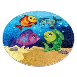 JUNIOR 51594.801 circle washing carpet fishes, ocean for children anti-slip - blue