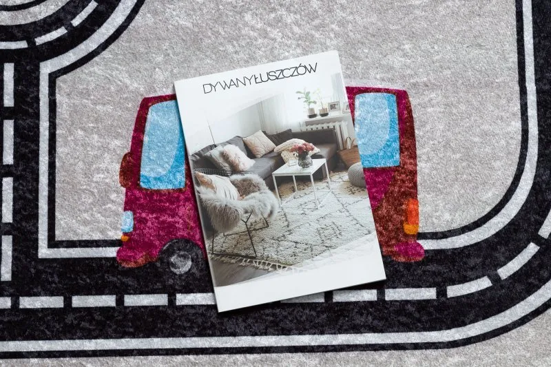 Dywan do prania JUNIOR 52242.801 Miasto, uliczki dla dzieci, antypoślizgowy - beż / czarny