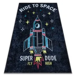 JUNIOR 52069.801 washing carpet Space, rocket for children anti-slip - black