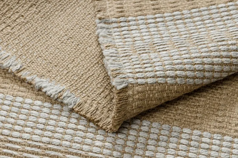 Dywan JUTE 3734 beż / szary pasy - jutowy, płaskotkany, frędzle