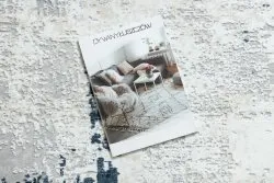 Dywan DUKE 51378 krem / niebieski - Beton, kamień strukturalny, bardzo miękki, frędzle 