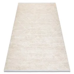 Dywan DUKE 51533 krem - Geometryczny, strukturalny, bardzo miękki, frędzle