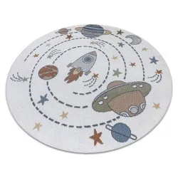 Carpet BONO 8288 circle Space, planets cream / anthracite