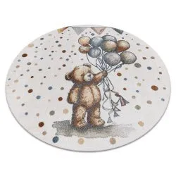 Carpet BONO 9614 circle Bear, balloons cream / light grey