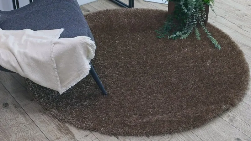 Dywan BUENOS koło 6650 shaggy jednolity, jednokolorowy beż