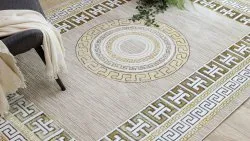 Dywan BLISS Z205AZ127 krem / złoty - Ramka, grecki, nowoczesny, strukturalny 