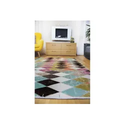 Modern acrylic rug in powder shade, stylish home decor