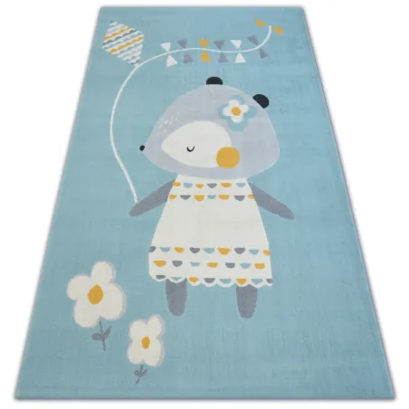 Blue rug featuring a mouse design, modern carpet for kids' rooms