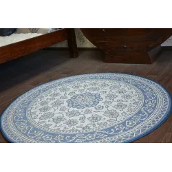 Round Sisal Rope Rug FLAT 48691/591 Blue Floral
