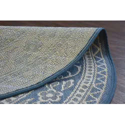 Round Sisal Rope Rug FLAT 48691/591 Blue Floral