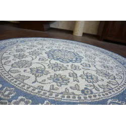 Round Sisal Rope Rug FLAT 48691/591 Blue Floral
