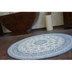 Round Sisal Rope Rug FLAT 48691/591 Blue Floral