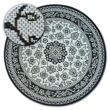 Round Rope Sisal Flat Rug 48691/690 Black