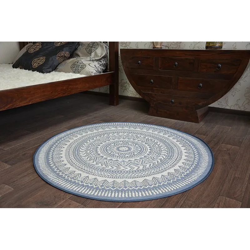 Round Sisal Rope Rug FLAT 48695/591 Blue