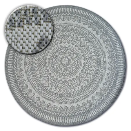 Round grey sisal rug, perfect for contemporary home decor