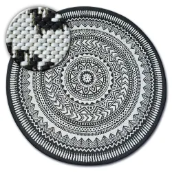 Round Sisal Rope Rug FLAT 48695/690 Black