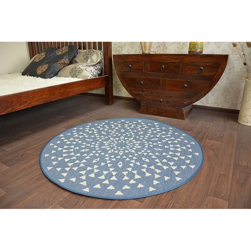 Round Sisal Rope Rug FLAT 120cm Blue