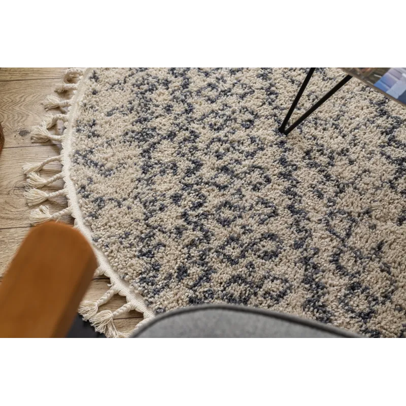 Berber Agadir Round Cream Rug 120cm