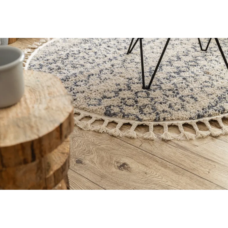 Berber Agadir Round Cream Rug 120cm