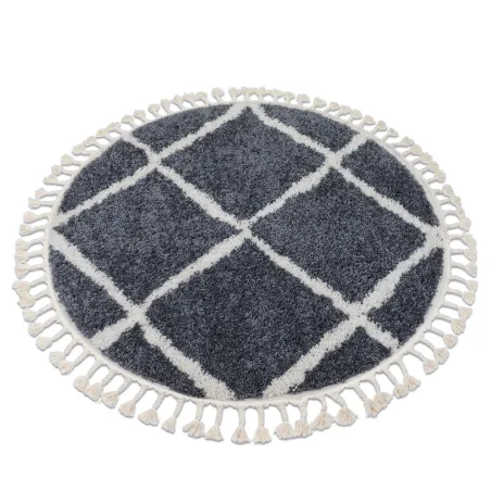 Berber Cross Round Rug B5950 Grey 120cm