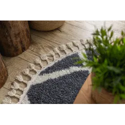 Berber Cross Round Rug B5950 Grey 120cm