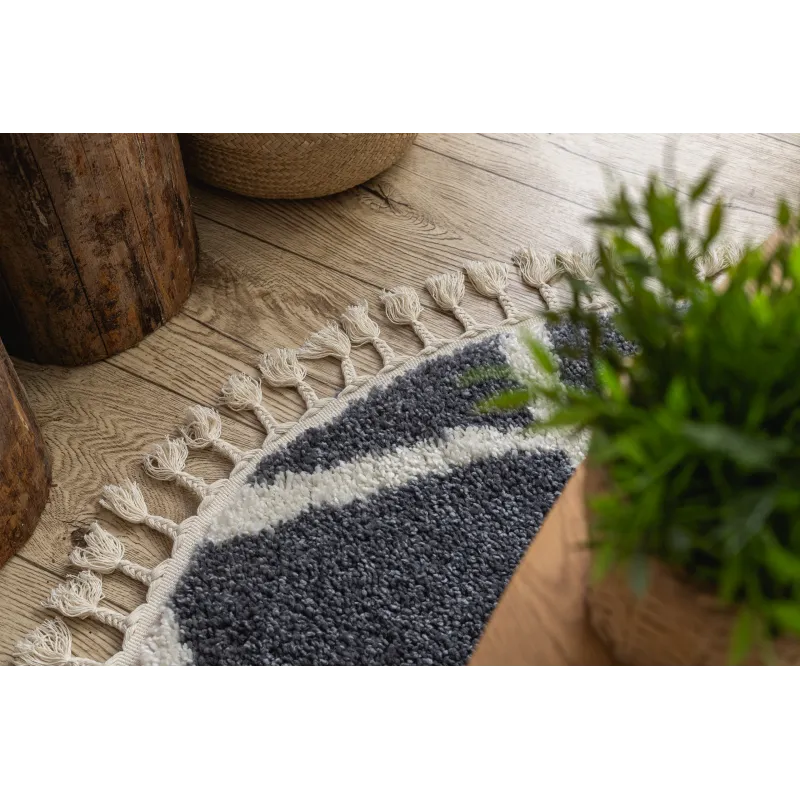Berber Cross Round Rug B5950 Grey 120cm