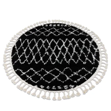 Berber Ethnic Circle Rug G3802 Black 160cm