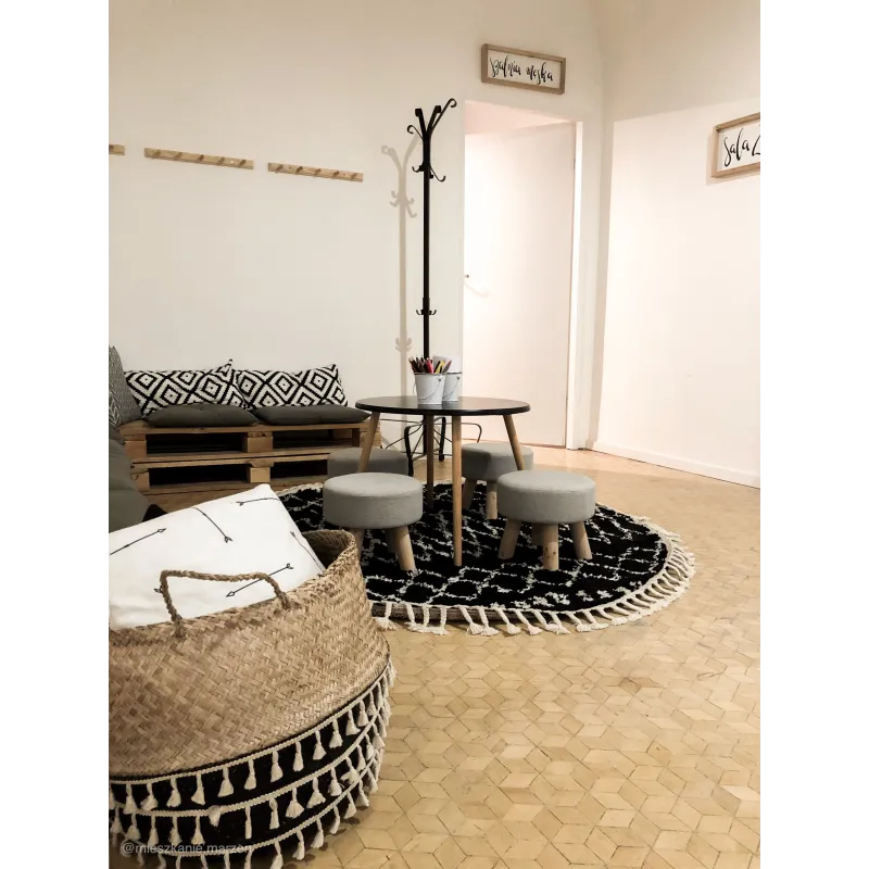 Berber Ethnic Circle Rug G3802 Black 160cm