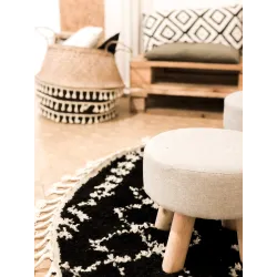 Berber Ethnic Circle Rug G3802 Black 160cm