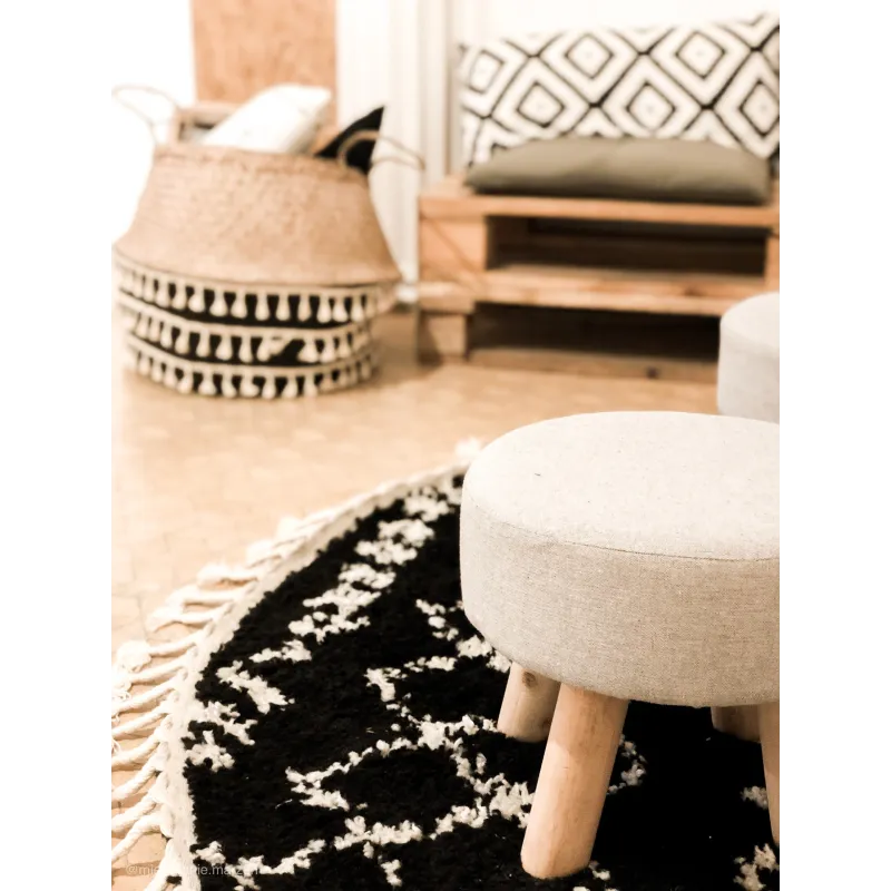 Berber Ethnic Circle Rug G3802 Black 160cm