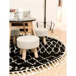 Berber Ethnic Circle Rug G3802 Black 160cm
