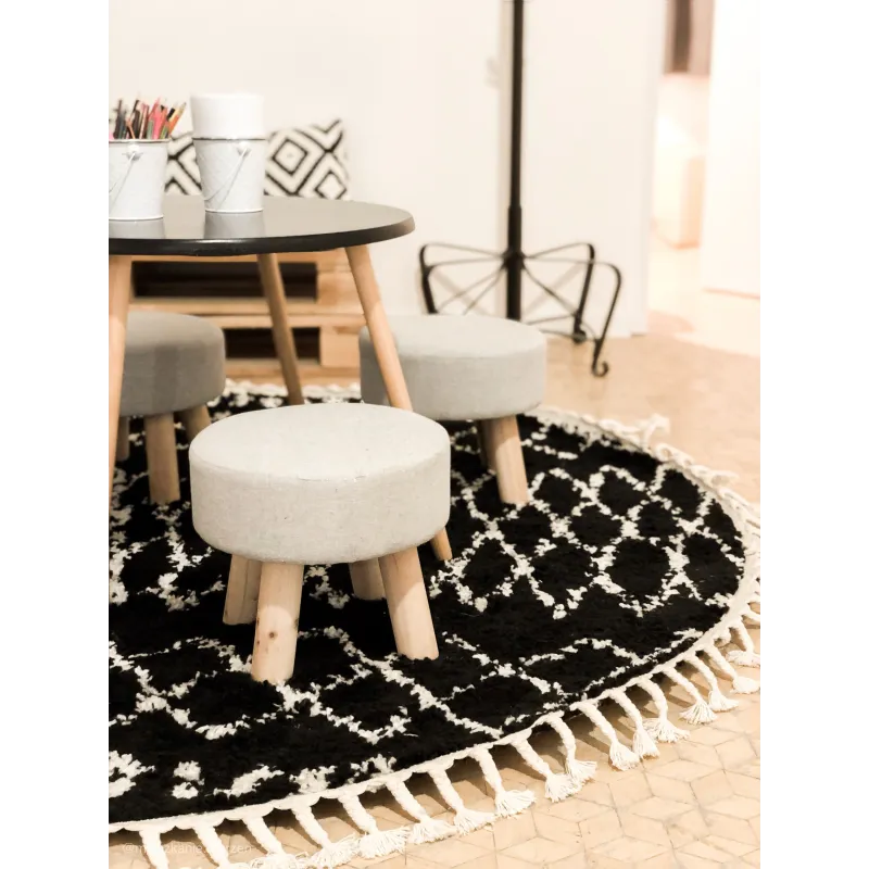 Berber Ethnic Circle Rug G3802 Black 160cm