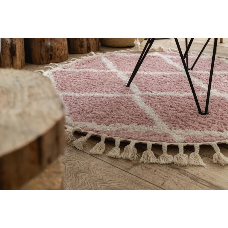 Berber Troik A0010 Round Rug 120cm Pink