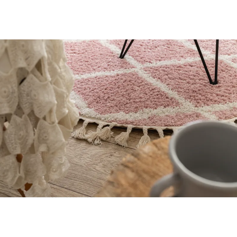 Berber Troik A0010 Round Rug 120cm Pink