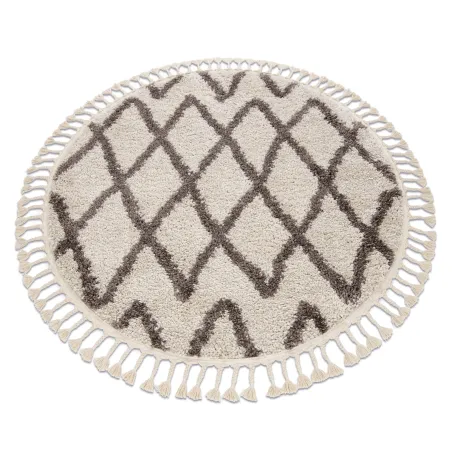 BERBER BENI Round Cream Shaggy Rug