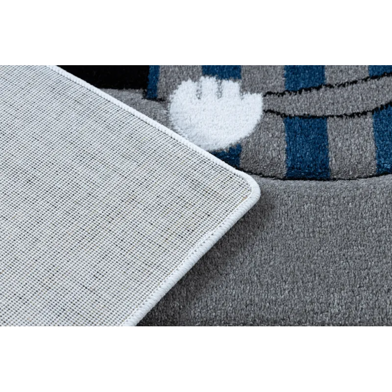 Soft blue children's rug featuring a pirate ship