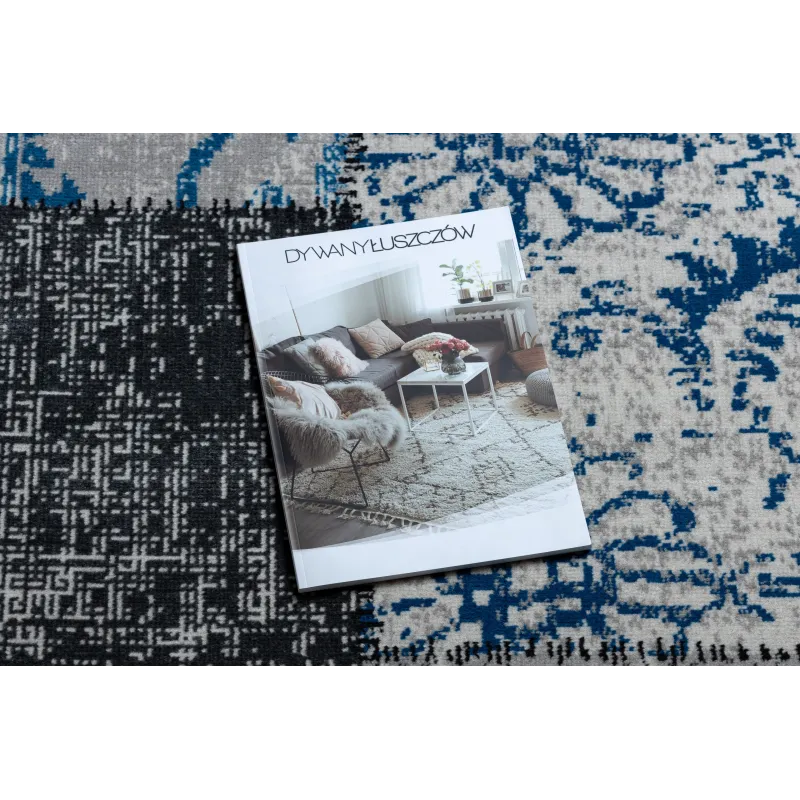 Stylish grey and blue rug, perfect for any interior design