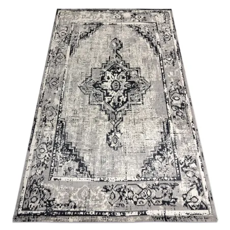 Vintage rosette rug in grey and black, 120x170cm, classic carpet design